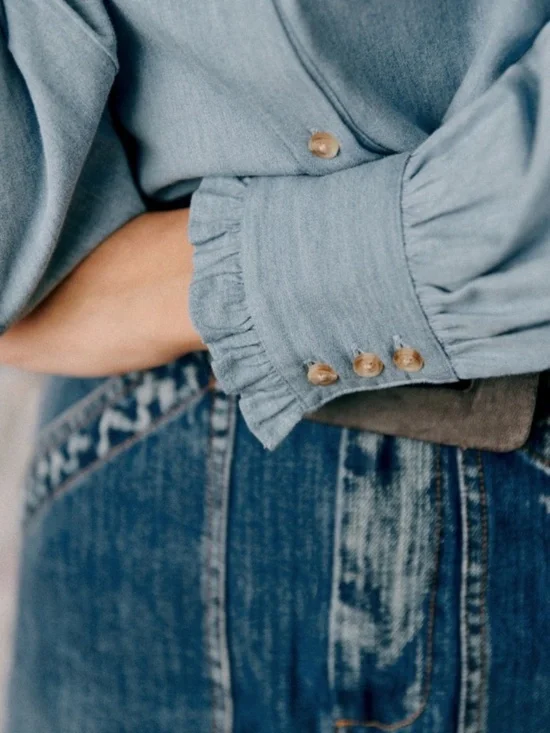 Sezane & SEA New York Flavie Chambray Shirt Rare - Picture 7 of 10
